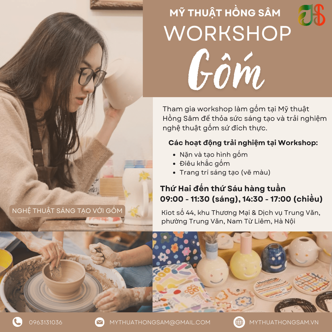 Workshop Gốm tại Xưởng Mỹ thuật ứng dụng Hồng Sâm Art