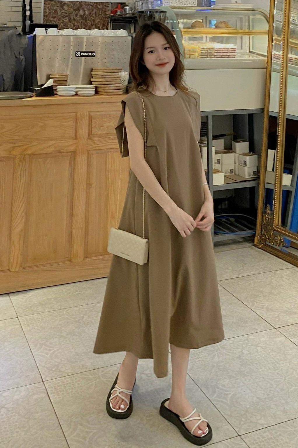 váy hoa nhí vintage dáng dài cổ tròn kiểu dáng hàn quốc - Váy Fashion