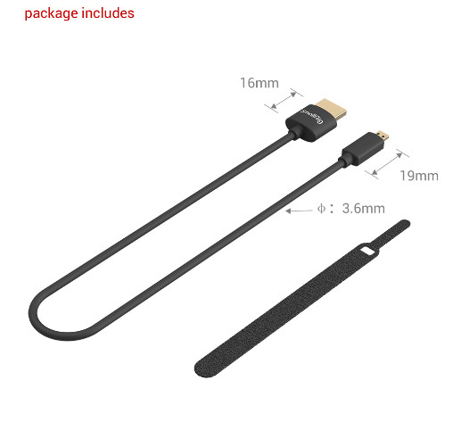 Cáp HDMI 3042 - 4K siêu mỏng SmallRig (D đến A) 35cm