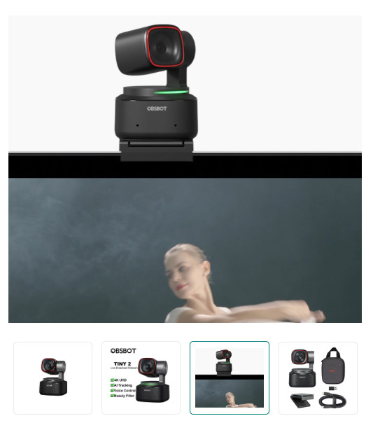 Webcam OBSBOT Tiny 2 AI Powered PTZ 4K
