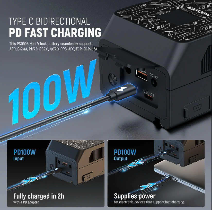 Pin NEEWER V Mount Battery PS099S 6800mAh 99Wh APP Control