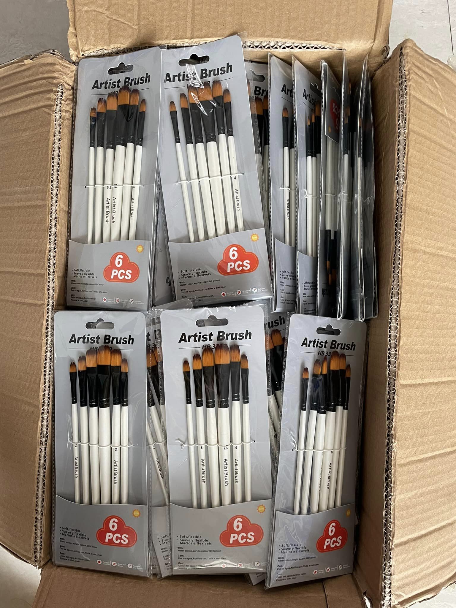 Bộ 6 cọ trắng oval dùng để vẽ tranh