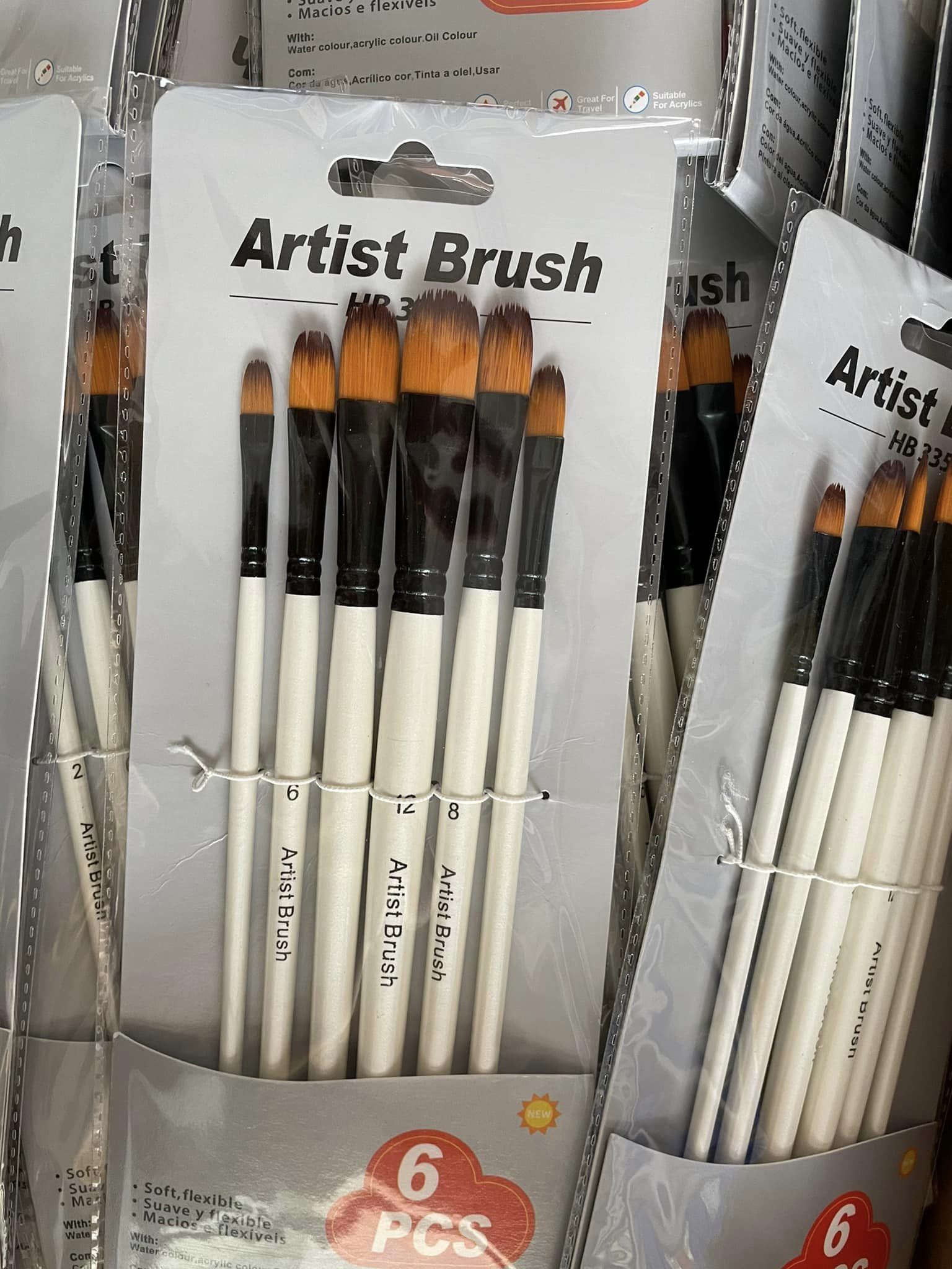 Bộ 6 cọ trắng oval dùng để vẽ tranh