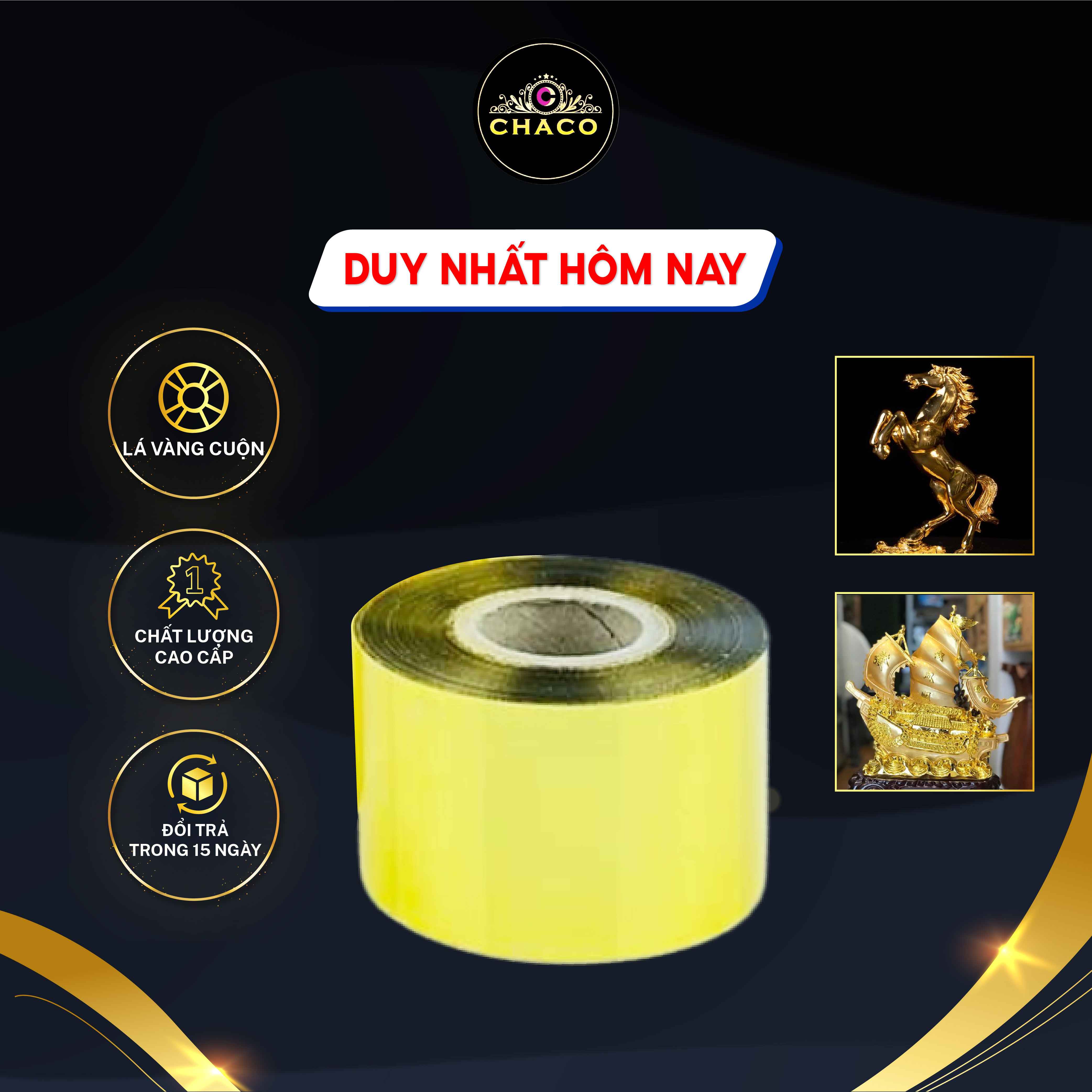 Vàng cuộn dùng trong dát vàng tượng phật, dừa, mỹ nghệ