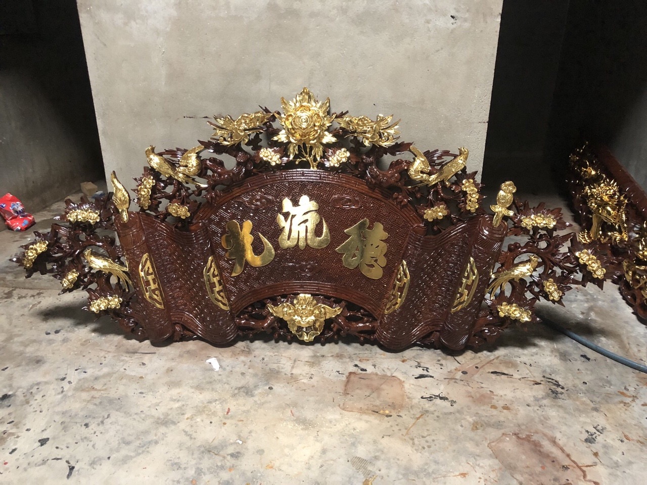 Hoành phi câu đối gỗ Hương thếp vàng 9999 HPCD007