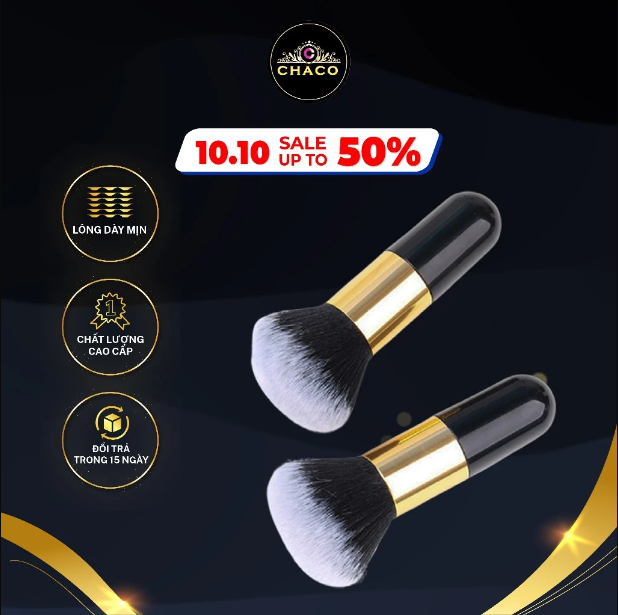 CHỔI DẶM VÀNG CÁN ĐEN LÙN SIÊU MỊN, KHÔNG RỤNG LÔNG, DÙNG TRANG ĐIỂM, DẶM VÀNG SIÊU ĐỈNH