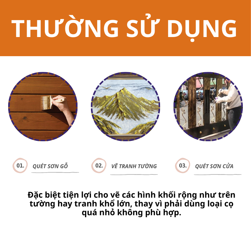 Chổi quét sơn Chaco Gold cọ quét sơn gỗ,sơn tường cọ vẽ bản vuông kích thước to nhỏ sợi lông mềm mại thân gỗ