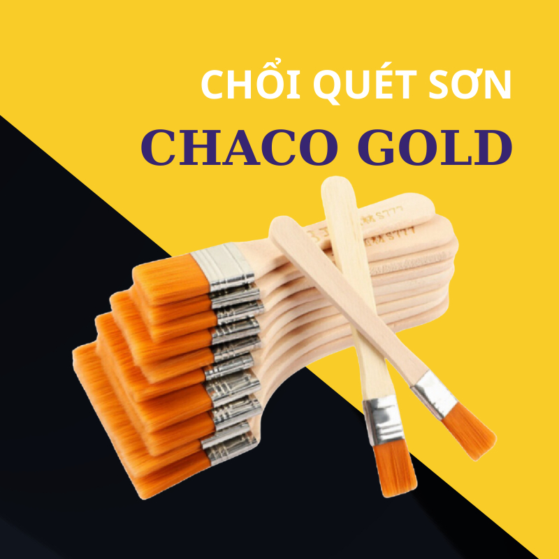Chổi quét sơn Chaco Gold cọ quét sơn gỗ,sơn tường cọ vẽ bản vuông kích thước to nhỏ sợi lông mềm mại thân gỗ
