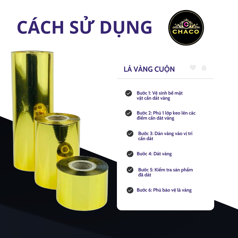 Lá vàng cuộn Chaco Gold cuộn lá vàng 24K công nghiệp dài 120m,rộng 4/8/16cm dùng trong dát vàng đồ mỹ nghệ, trái cây