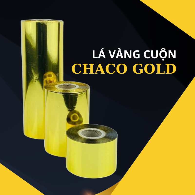 Lá vàng cuộn Chaco Gold cuộn lá vàng 24K công nghiệp dài 120m,rộng 4/8/16cm dùng trong dát vàng đồ mỹ nghệ, trái cây