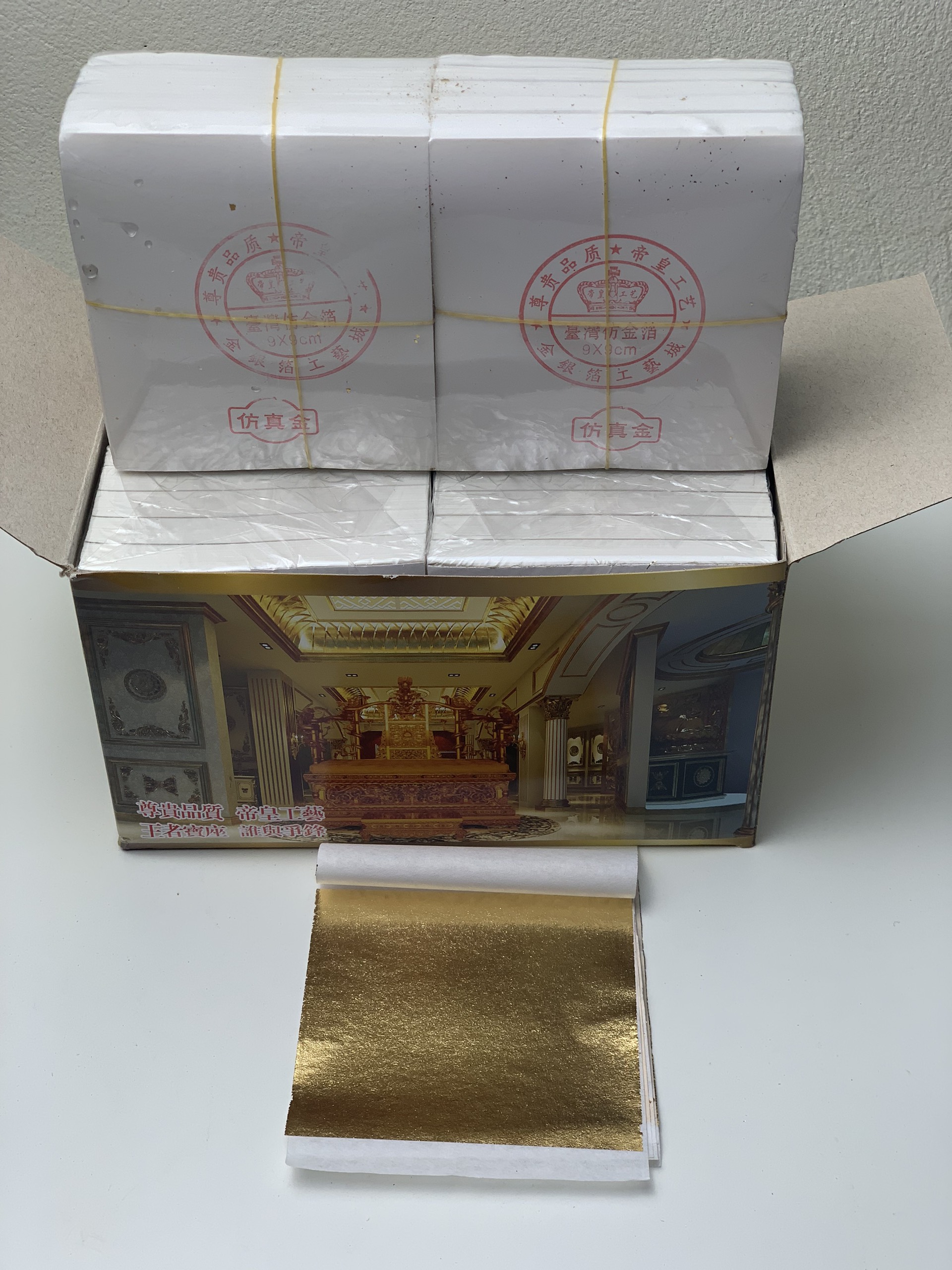 2000 lá vàng đế vương Chaco Gold lá dát vàng phào chỉ trang trí nội thất tượng phật trên chất liệu gỗ thạch cao xi măng