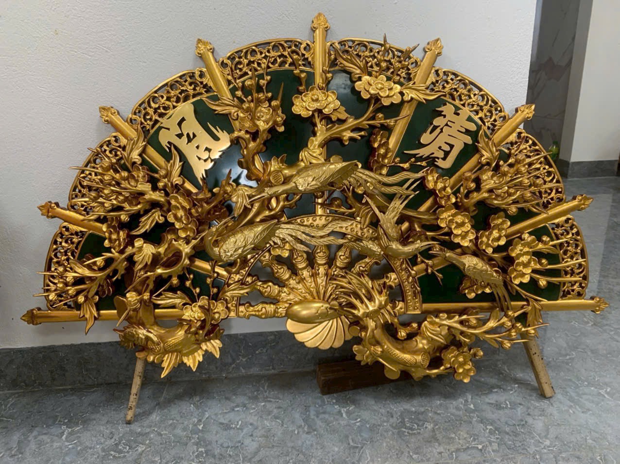 Quạt thờ gỗ tàu chuối chưa sơn loại đẹp