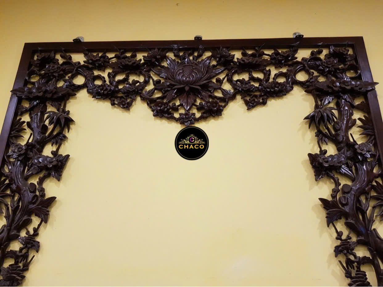 Cửa võng gỗ gụ tứ quý 2m-HP02