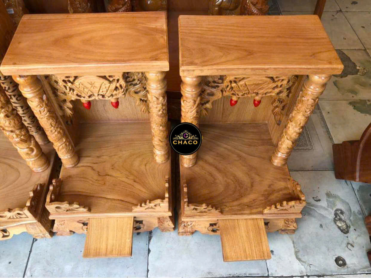 Bàn thờ ông địa gõ đỏ mái bằng 40 – BTOD001