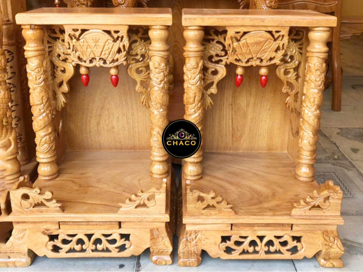 Bàn thờ ông địa gõ đỏ mái bằng 40 – BTOD001