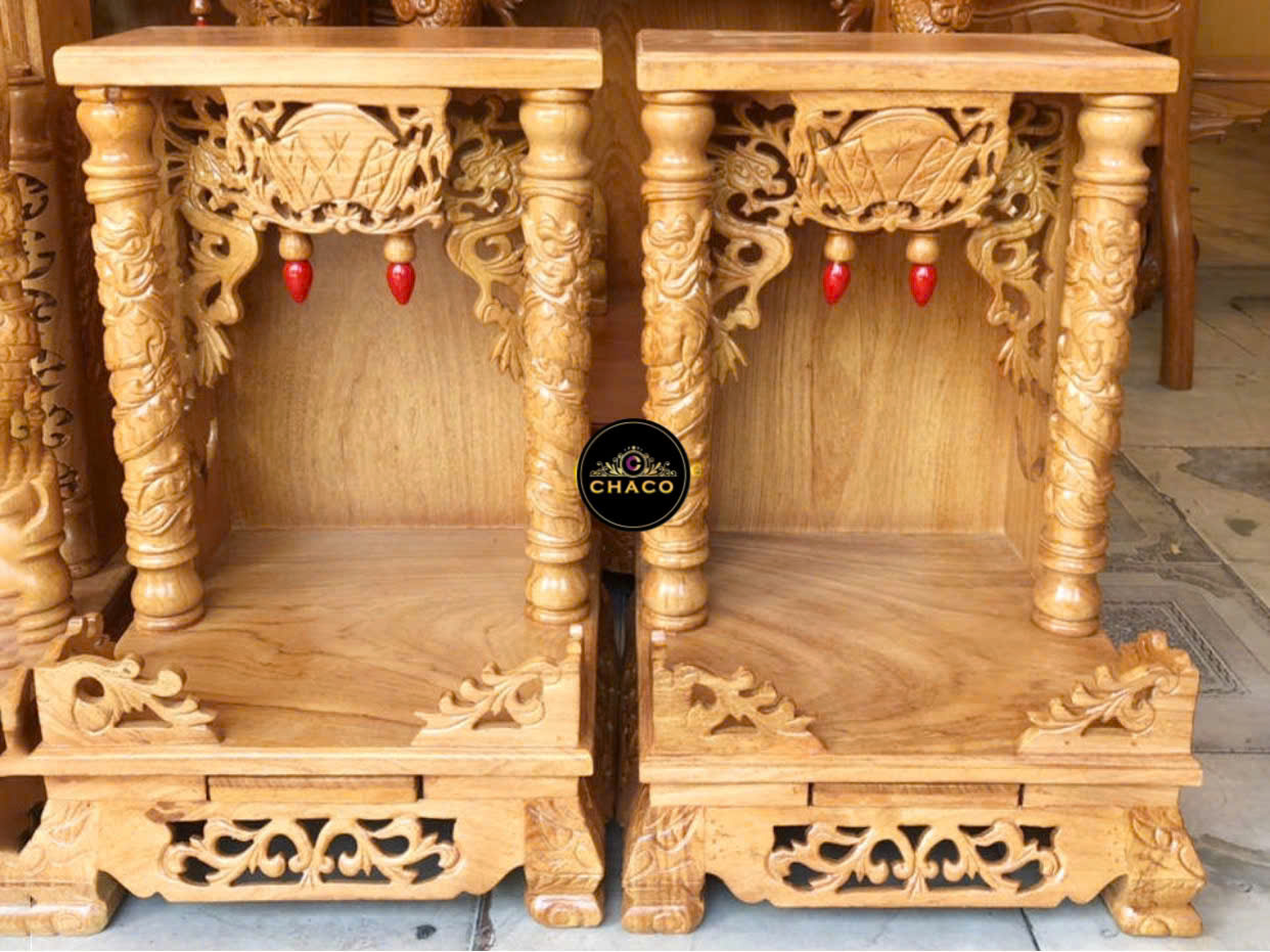 Bàn thờ ông địa gõ đỏ mái bằng 40 – BTOD001