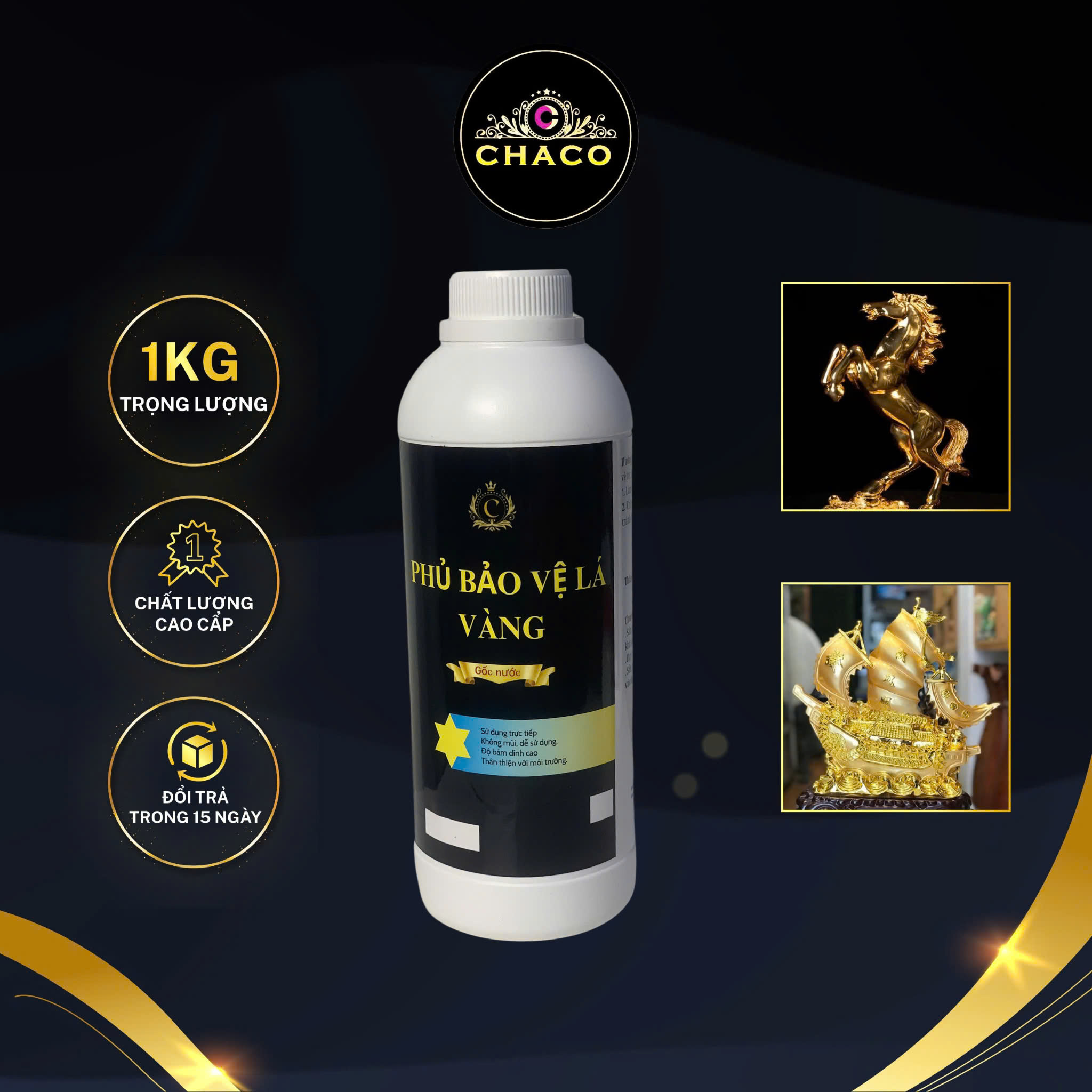 Phủ bảo vệ lá vàng Chaco Gold gốc nước phủ bóng dành cho dát vàng bảo vệ vàng chống xước chống xỉn màu an toàn BV01