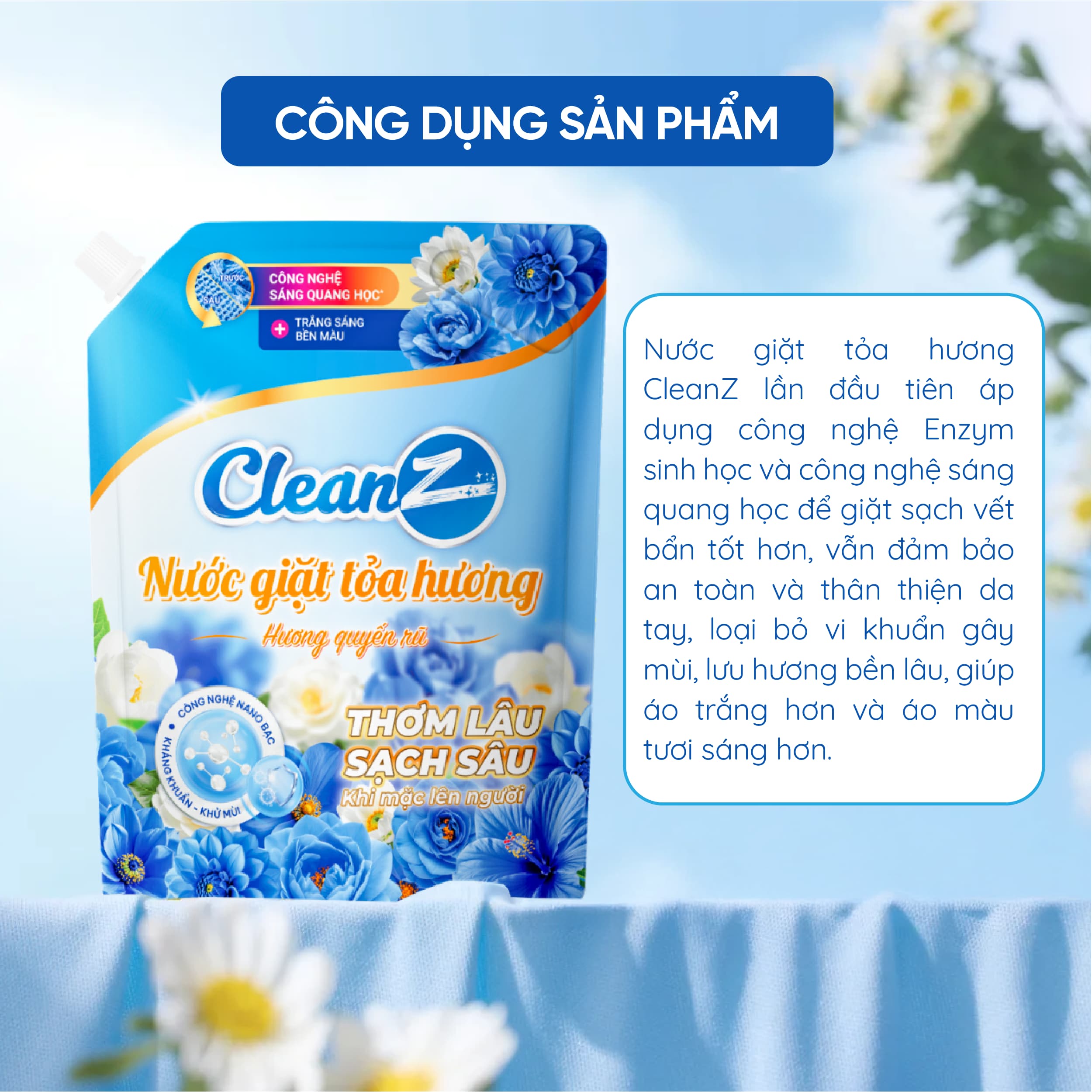 KHÁM PHÁ NƯỚC GIẶT TỎA HƯƠNG CLEANZ HƯƠNG HUYỀN BÍ MỚI