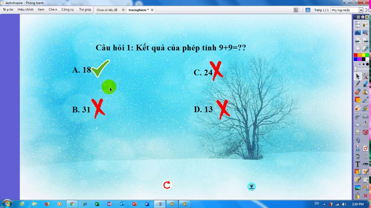 Cách tạo câu hỏi trắc nghiệm cho giáo viên trên màn hình tương tác thông minh bằng phần mềm Activinspire