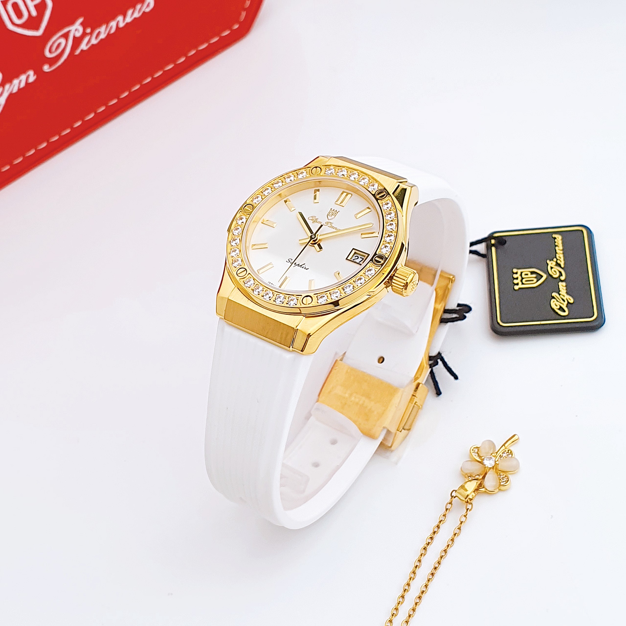Olym Pianus OP990-45D (Mặt trắng, viền vàng)