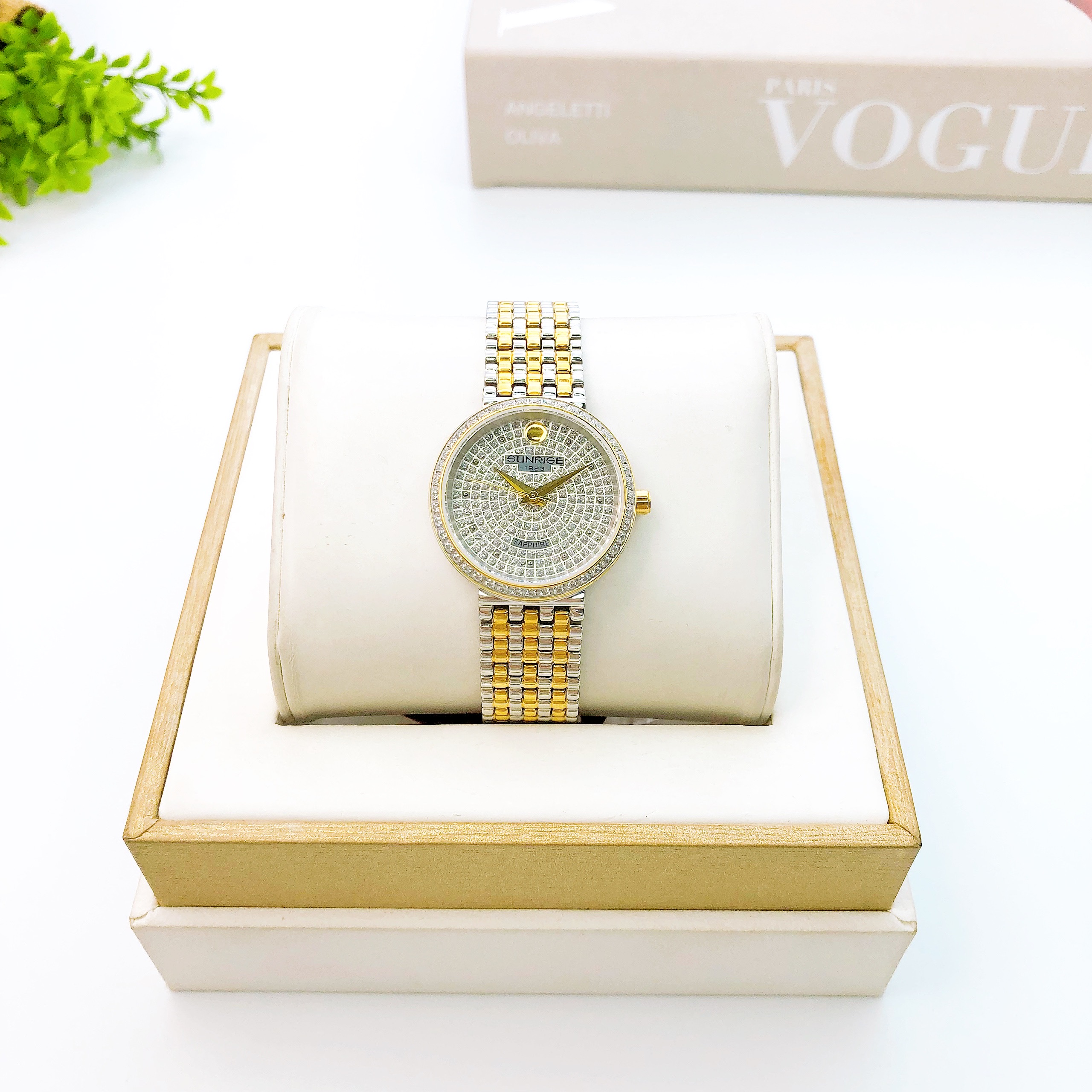 Sunrise 9807AA _ mặt đá trắng, demi vàng