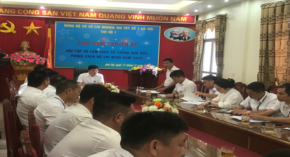 SINH HOẠT CHUYÊN ĐỀ HỌC TẬP VÀ LÀM THEO TƯ TƯỞNG ĐẠO ĐỨC, PHONG CÁCH HỒ CHÍ MINH NĂM 2023 TẠI CƠ SỞ CAI NGHIỆN MA TÚY SỐ 7 HÀ NỘI