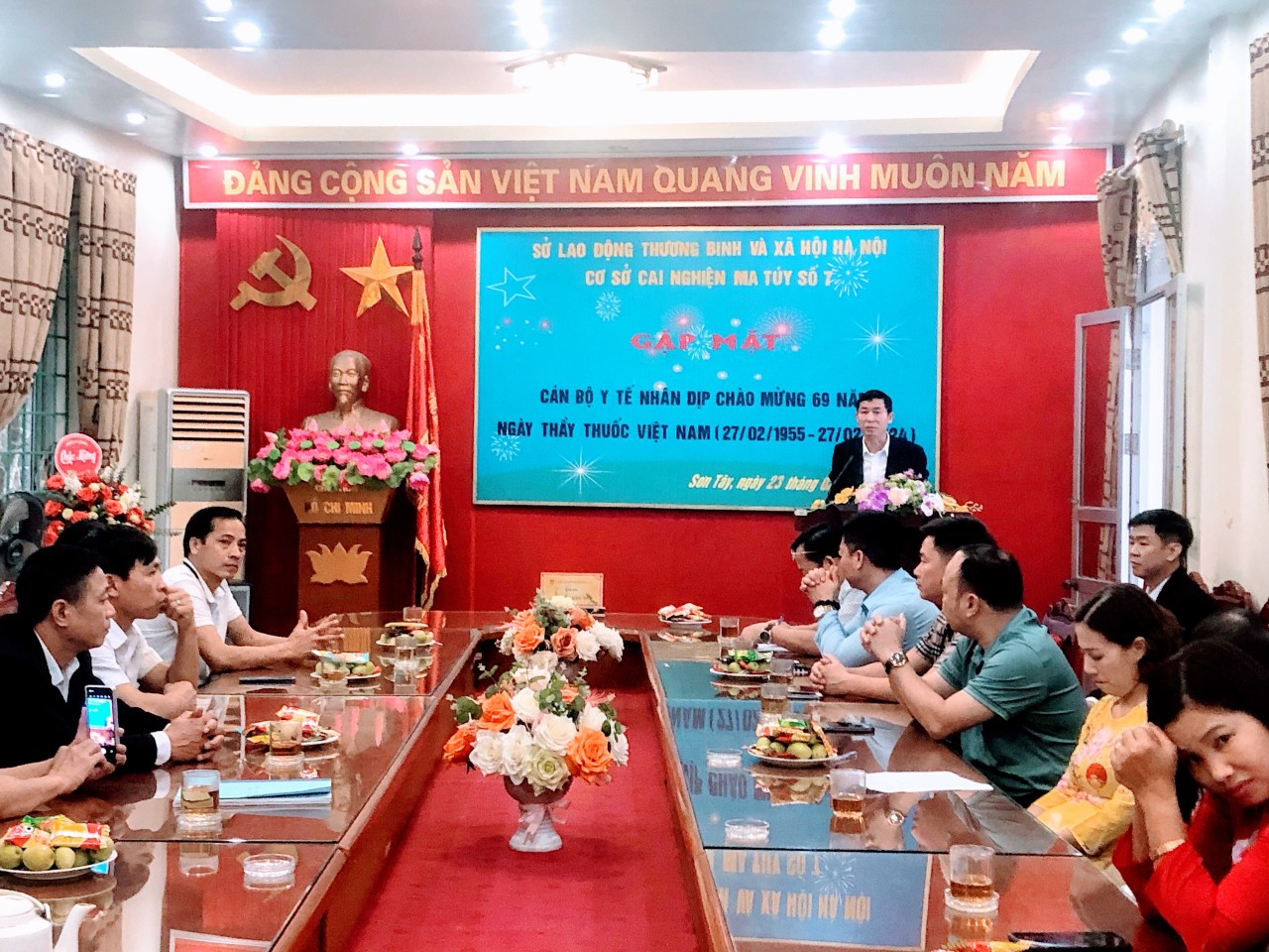 Cơ sở cai nghiện ma túy số 7 Hà Nội tổ chức buổi gặp mặt cán bộ làm công tác y tế của Cơ sở nhân dịp kỷ niệm 69 năm ngày  Thầy thuốc Việt Nam 27/2 (27/02/1955-27/02/2024)