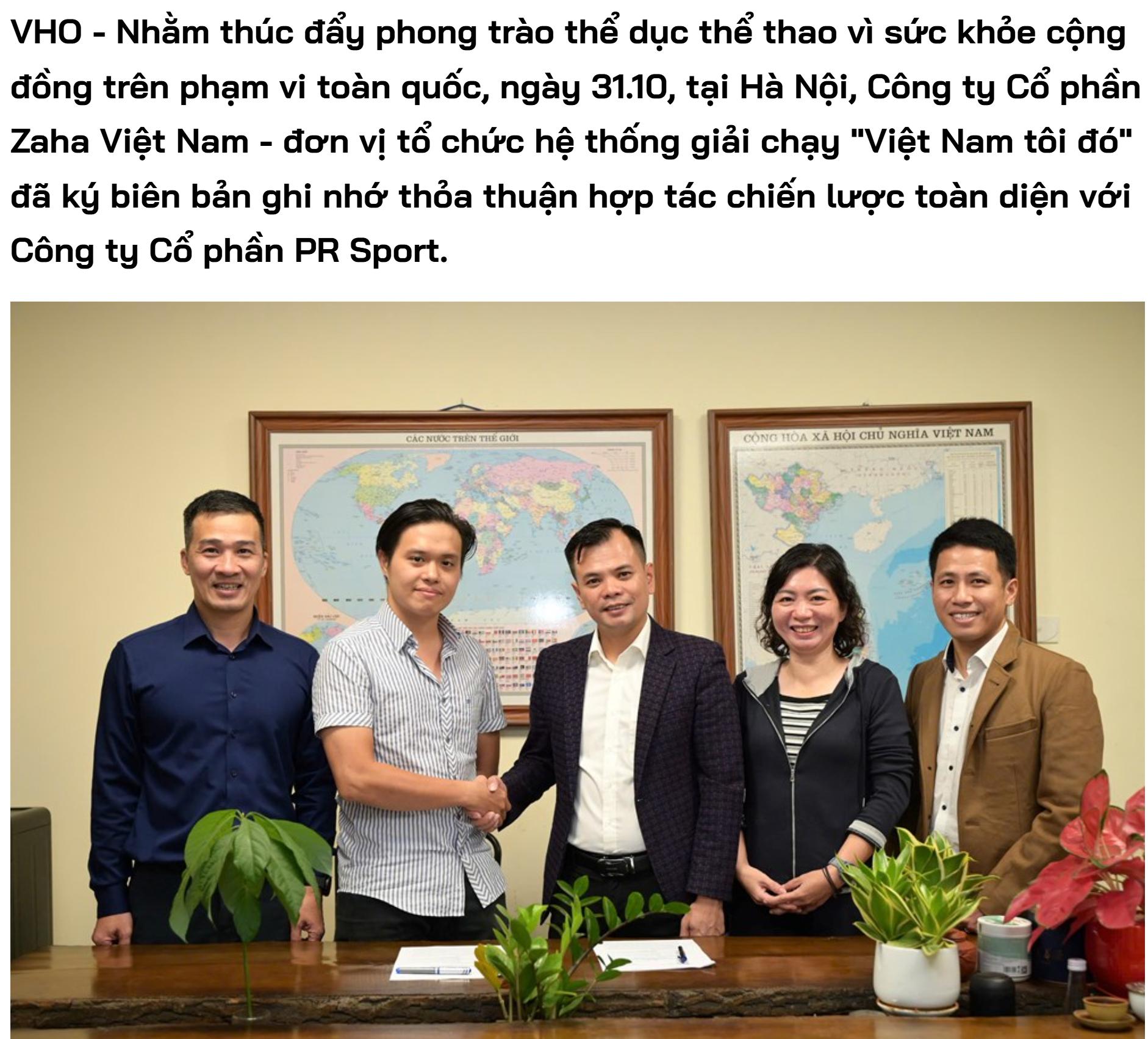 Báo Văn Hóa ghi nhận hợp tác PR SPORT và Zaha Việt Nam vì sức khỏe cộng đồng
