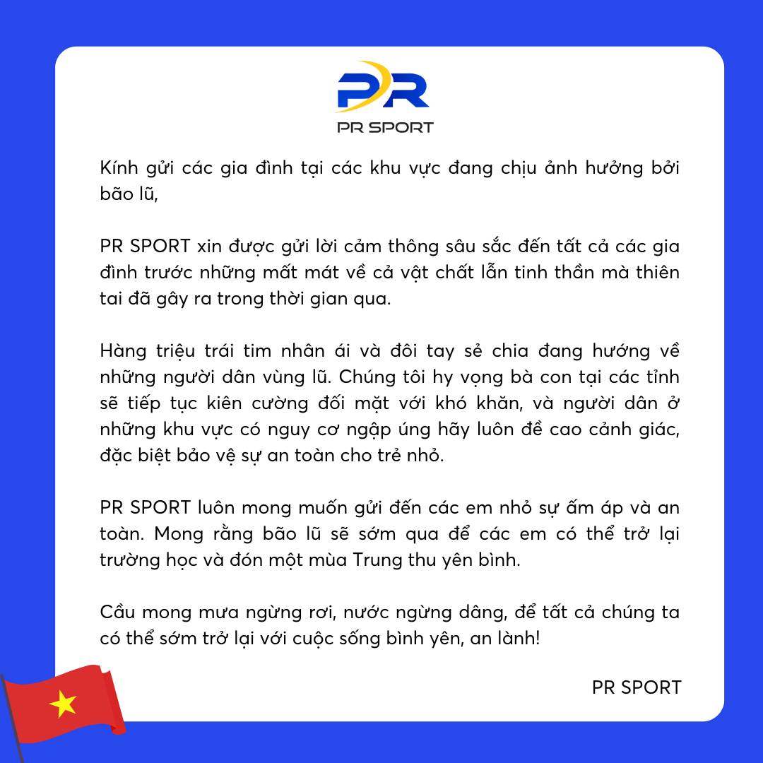 Lời cảm thông và hy vọng từ PR SPORT đến các gia đình vùng bão lũ