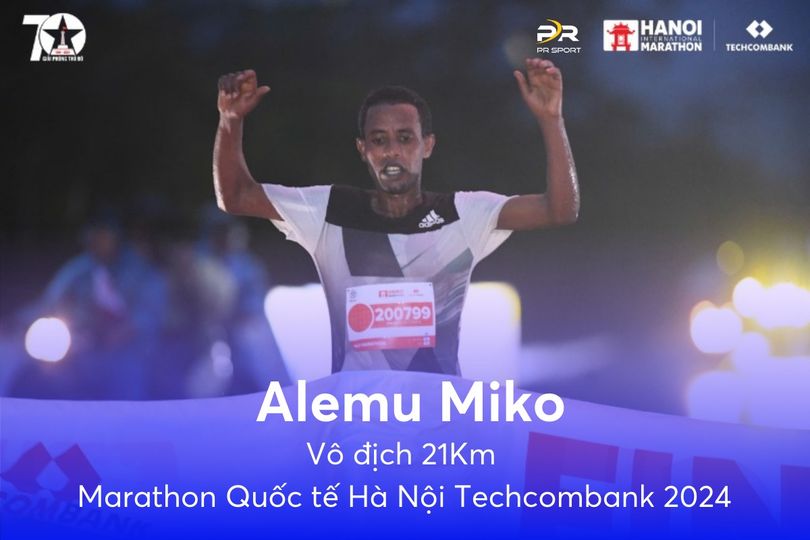 ALEMU MIKO VÔ ĐỊCH 21KM-MARATHON QUỐC TẾ HÀ NỘI TECHCOMBANK 2024