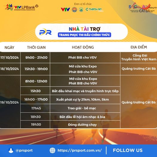 LỊCH TRÌNH SỰ KIỆN GIẢI MARATHON QUỐC TẾ VTV LPBANK - SẮC MÀU HOÀNG HÔN 2024