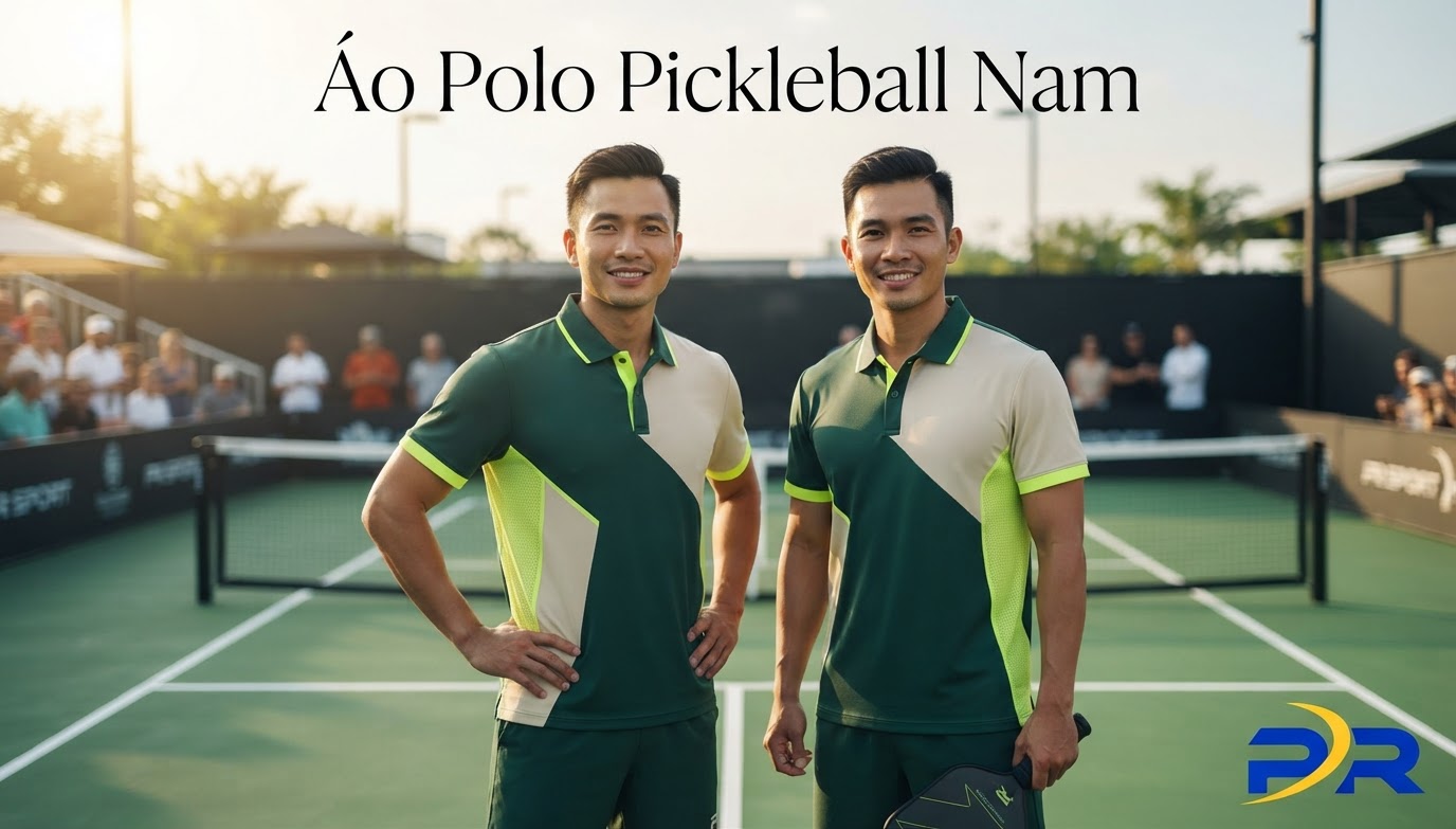 Áo Polo Pickleball Nam: Cổ Dệt Đứng Phom, Lịch Lãm, Thoáng Nách Khi Vung Vợt