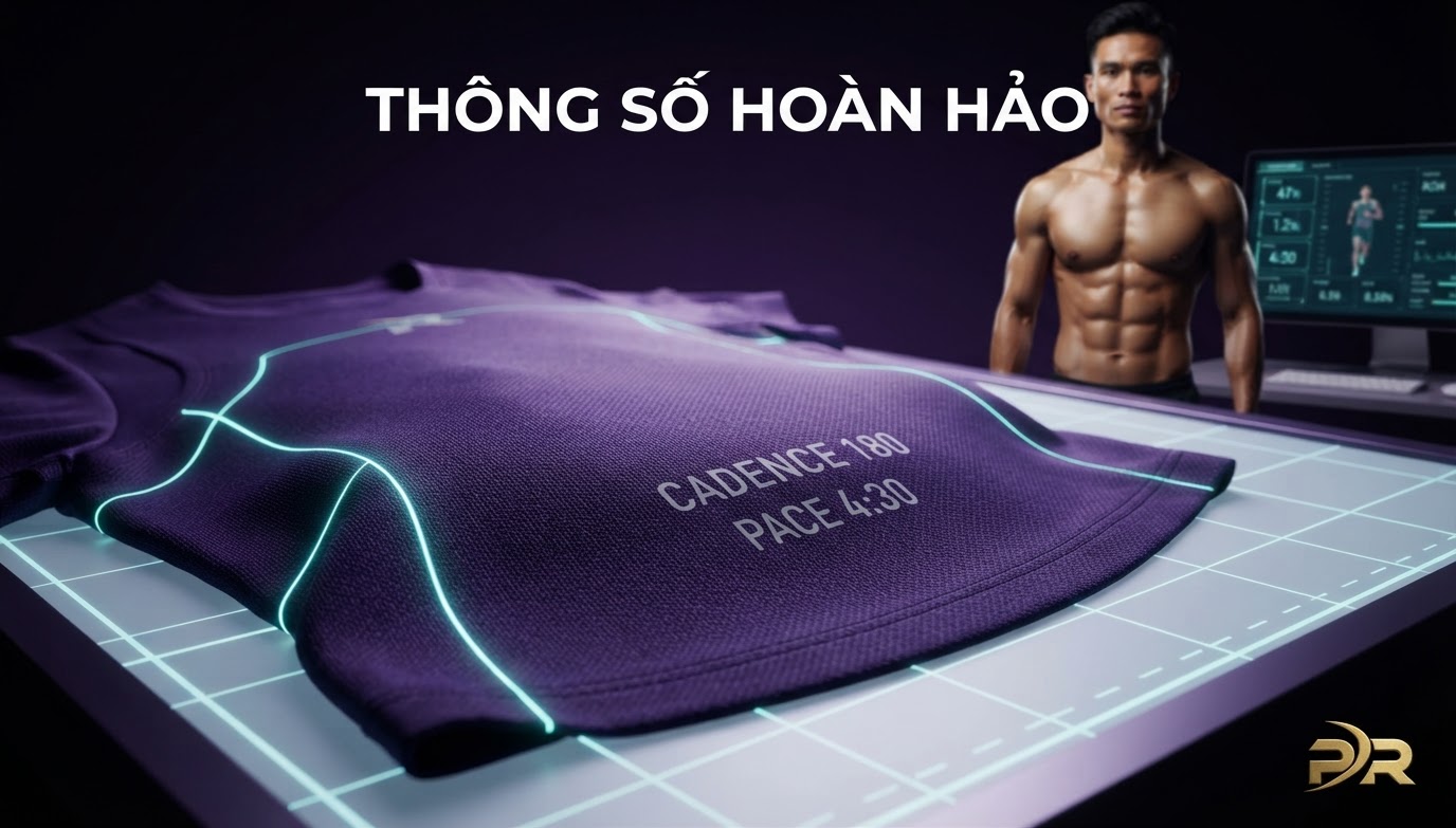 Giải Pháp Cá Nhân Hóa Áo Chạy Bộ: Khắc Họa Thông Số Guồng Chân Cadence 180 Và Pace Kỷ Lục Trên Nền Vải Công Nghệ Cao PR Sport