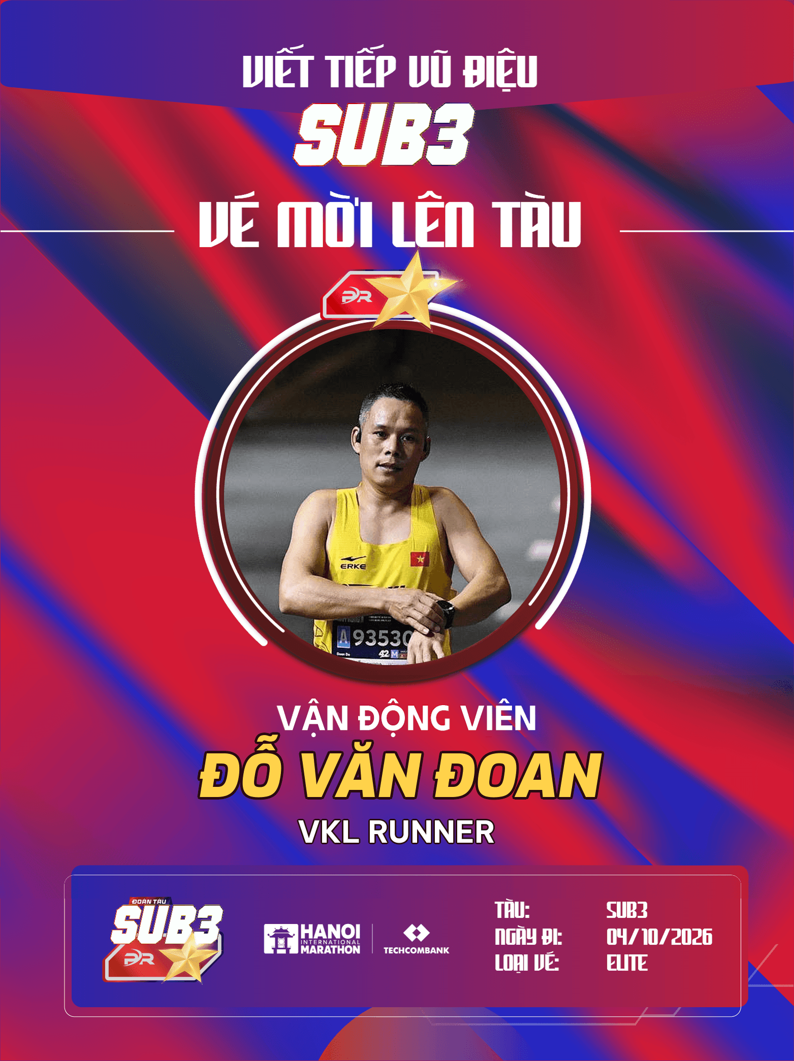 VĐV Đỗ Văn Đoan (Vkl Runner): Khát Vọng Xô Đổ Kỷ Lục Cá Nhân Trên Chuyến Tàu SUB 3 – 2026