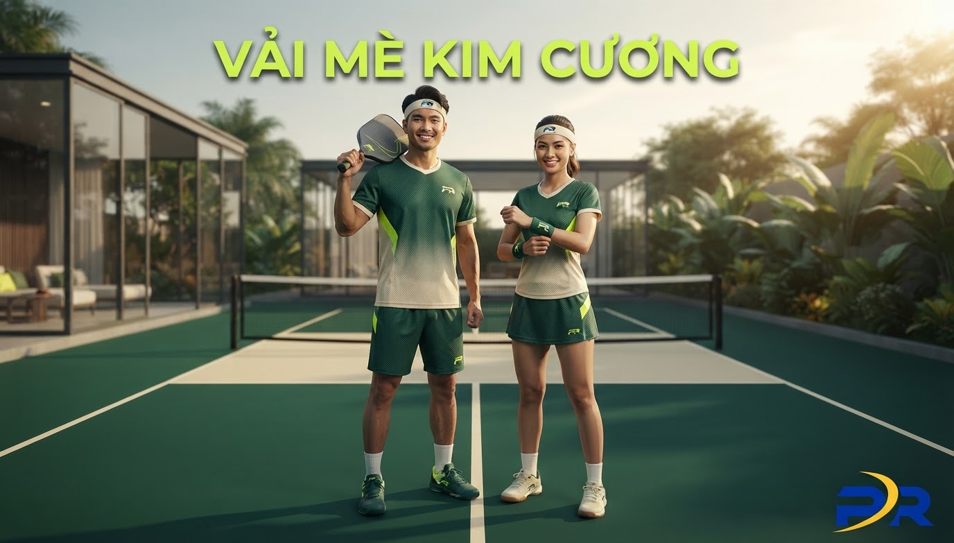 Giải Pháp Đồng Phục Pickleball Vải Thun Mè Kim Cương Dệt Nổi: Co Giãn 4 Chiều, Kháng Nhăn Tuyệt Đối Và Siêu Bền Xé Cho Doanh Nghiệp & Câu Lạc Bộ