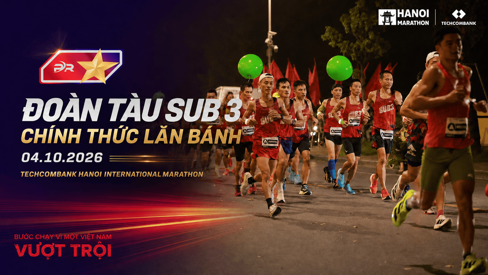 Đoàn Tàu Sub 3 chính thức trở lại tại Marathon Quốc tế Hà Nội Techcombank 2026