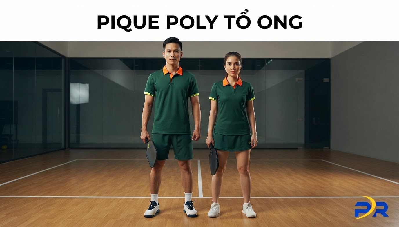 Chất Liệu Vải Pique Poly Dệt Tổ Ong: Giải Pháp Đứng Phom Áo Polo Pickleball Đỉnh Cao, Chống Xù Lông Sau Nhiều Lần Giặt