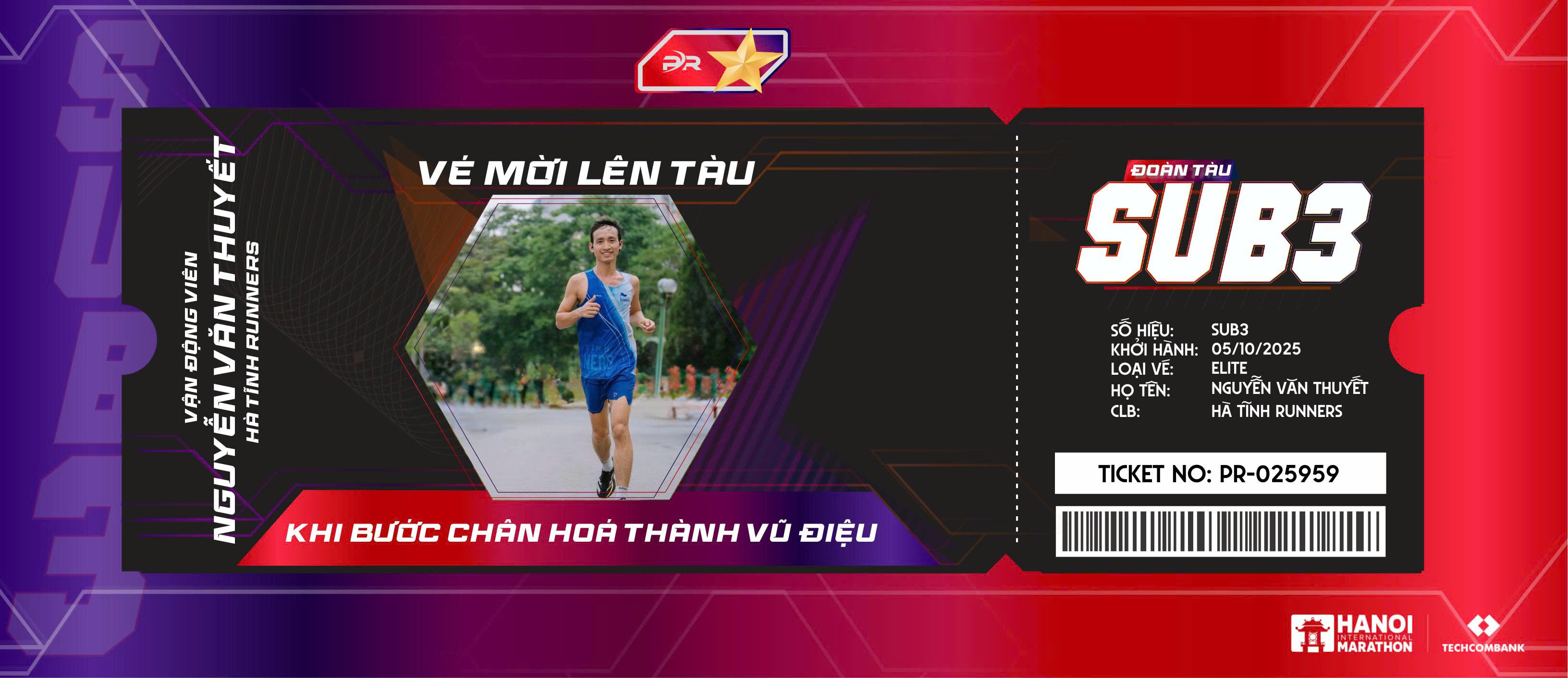 Nguyễn Văn Thuyết – Pacer Đoàn Tàu  SUB 3 Techcombank Hanoi Marathon 2025