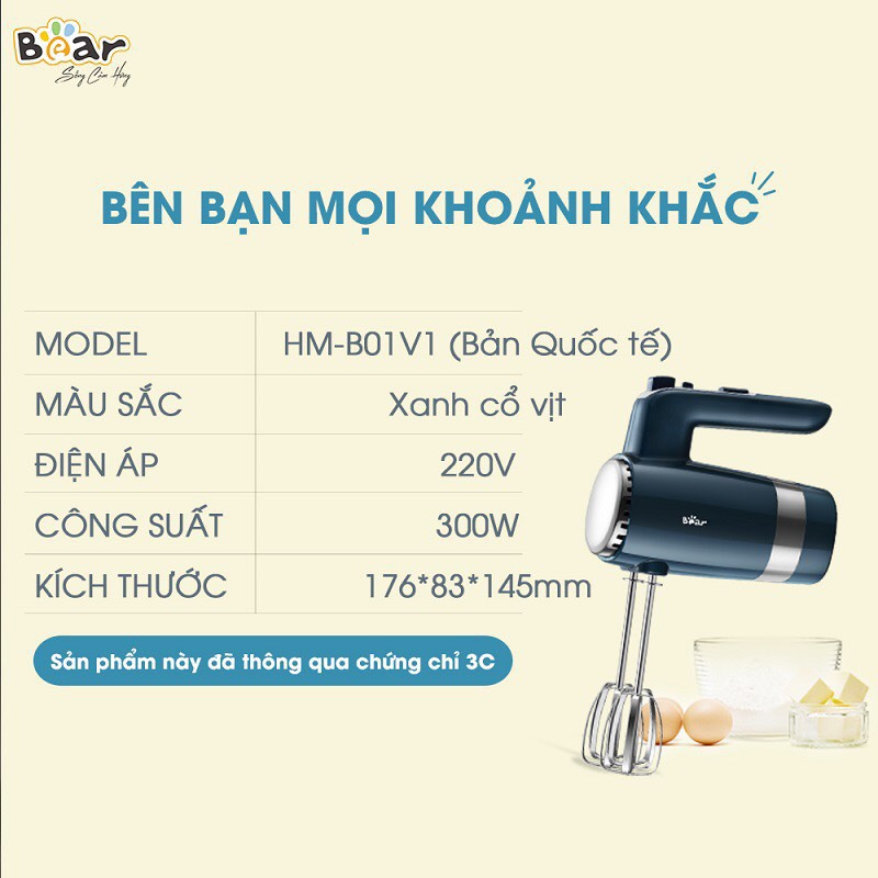 Máy Đánh Trứng Cầm Tay Bear HM-BO1V1