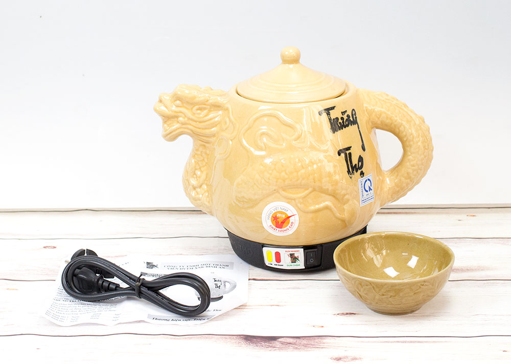 Ấm sắc thuốc Trường Thọ Rồng Vàng Gold BA KS2086 - Có chuông báo