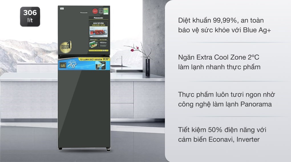 TỦ LẠNH PANASONIC INVERTER 306 LÍT NR-TV341VGMV