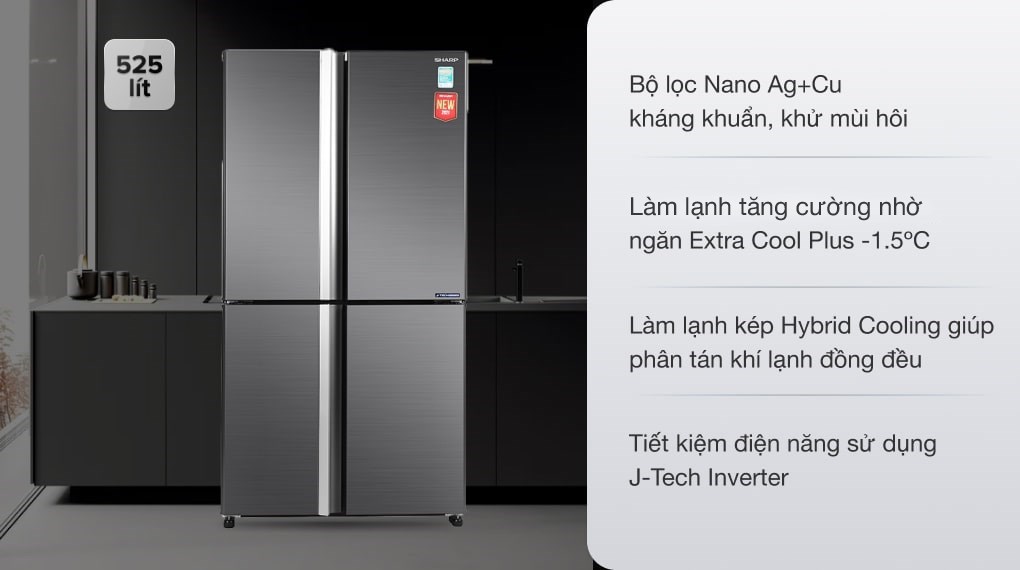 TỦ LẠNH SHARP INVERTER 525 LÍT SJ-FX600VSL