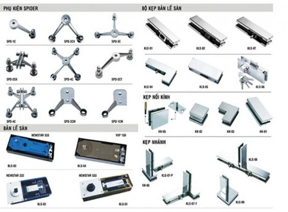 Bộ phụ kiện cửa kính cường lực VVP 1 cánh, 2 cánh