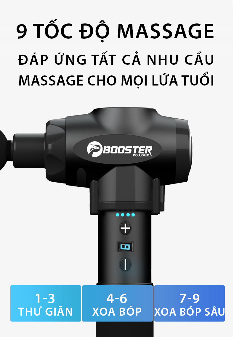 Booster E - 9 Mức Độ - 6 Đầu Massage- Máy Massage Thư Giãn Cơ Bắp