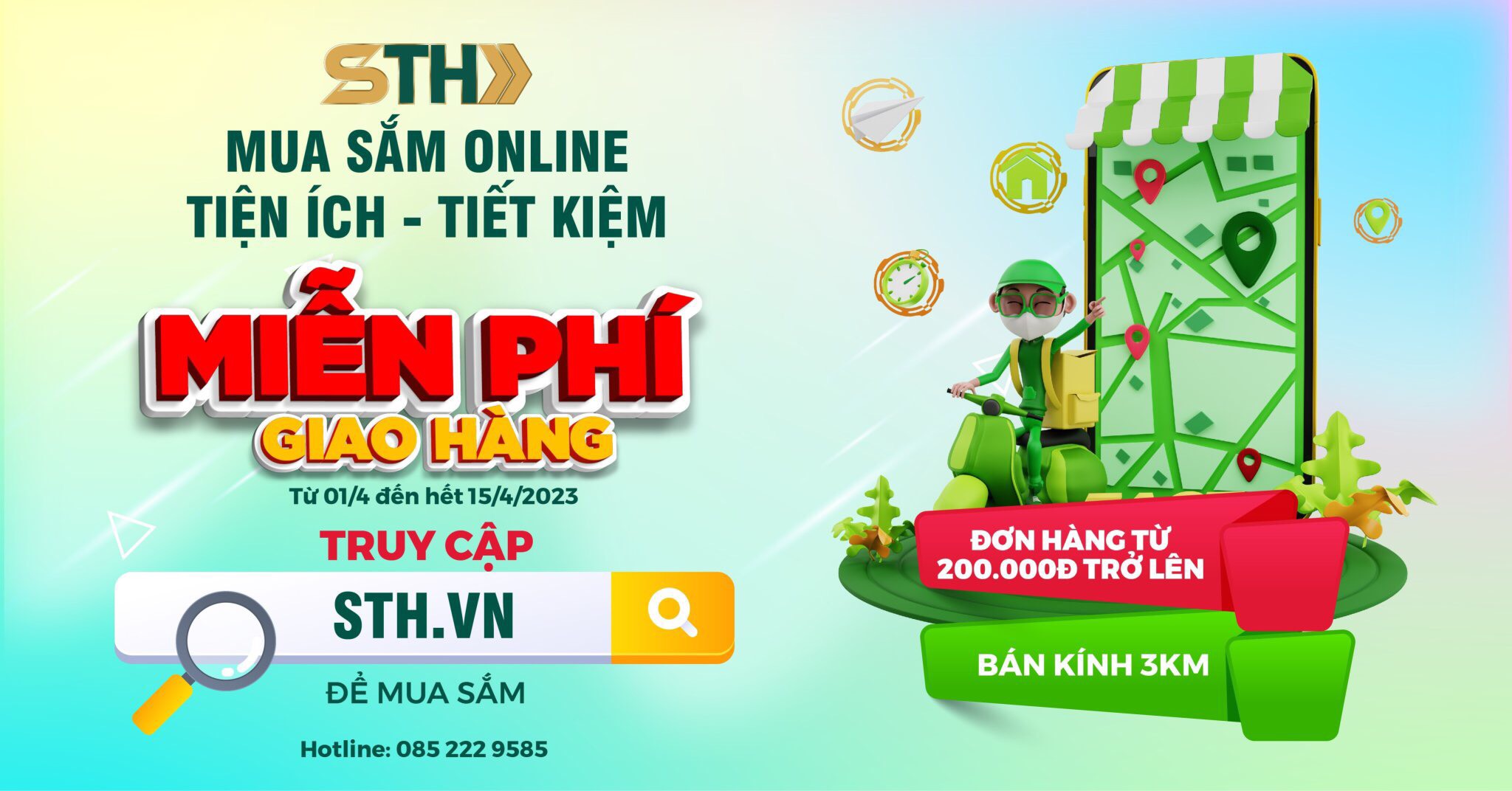 Mua sắm online nhận ngay ưu đãi miễn phí giao hàng bán kính 3km với đơn hàng từ 200.000đ