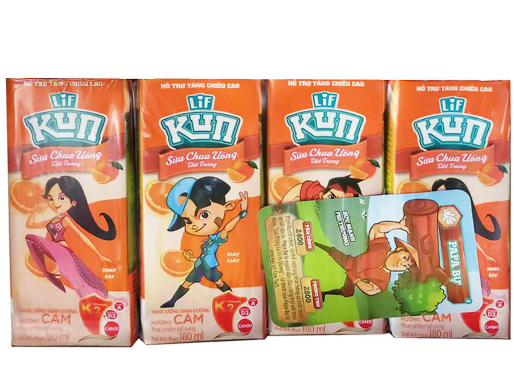 Sữa trái cây Kun hương cam 4 hộp x 110ml