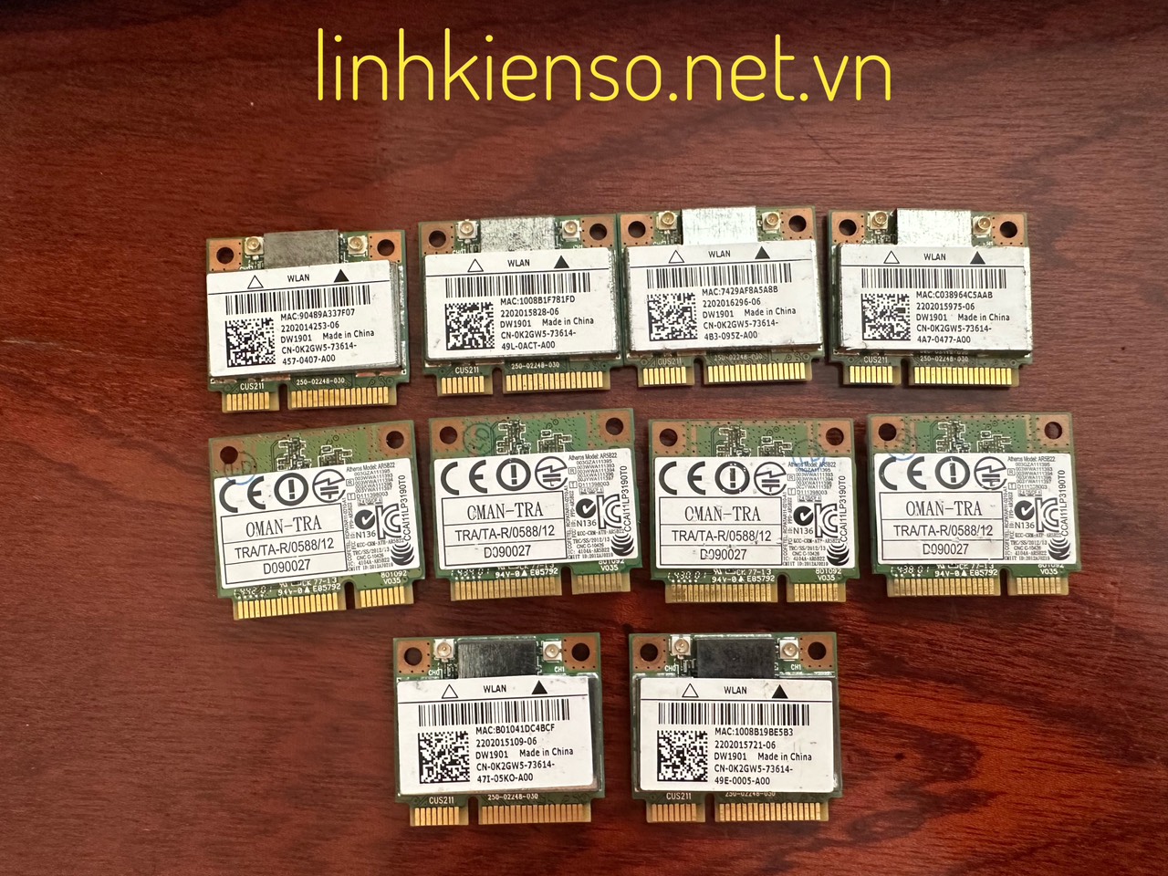 Card Wifi AR5B22 DW1901 AC 300Mbps PCI-E 2.4G & 5G Bluetooth 4.0 Dùng Cho Dell Asus