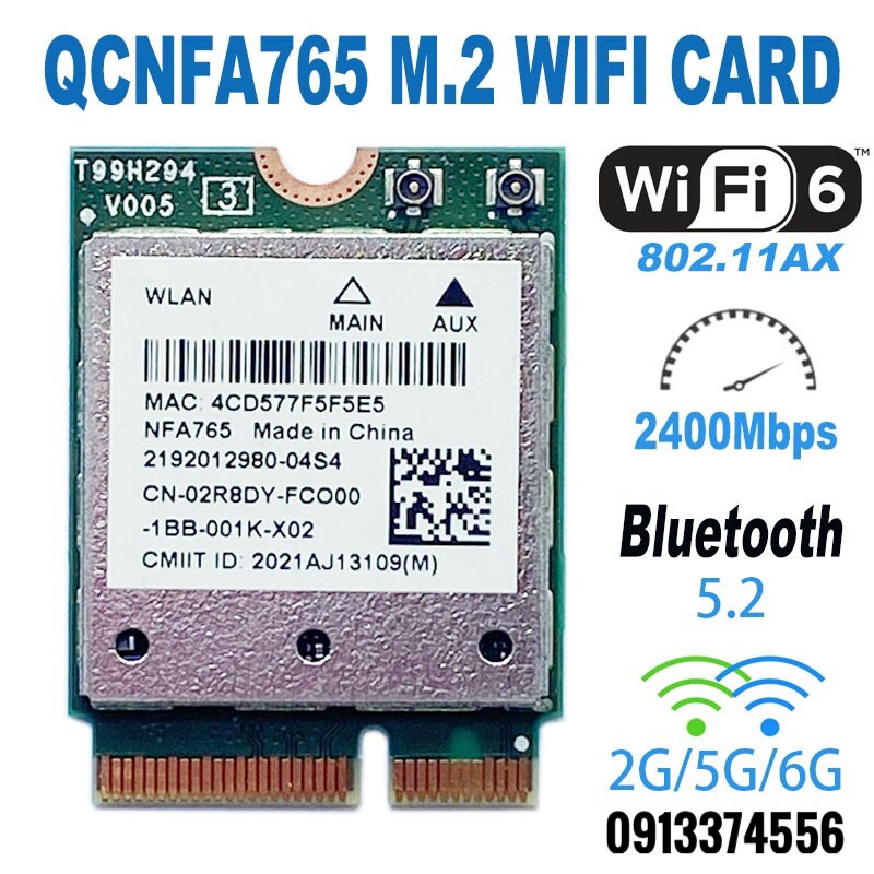 Card Intel WiFi 6E NFA765 M.2 NGFF 2.4G/5G/6G 2400Mbps Bluetooth 5.2