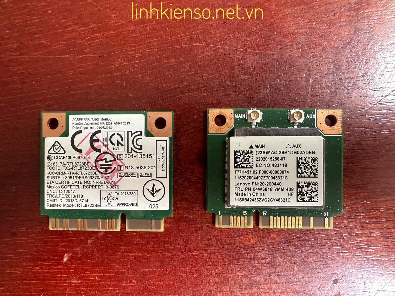 Card Wifi Realtek RTL8723BE 300Mbps Bluetooth 4.0 04W3818