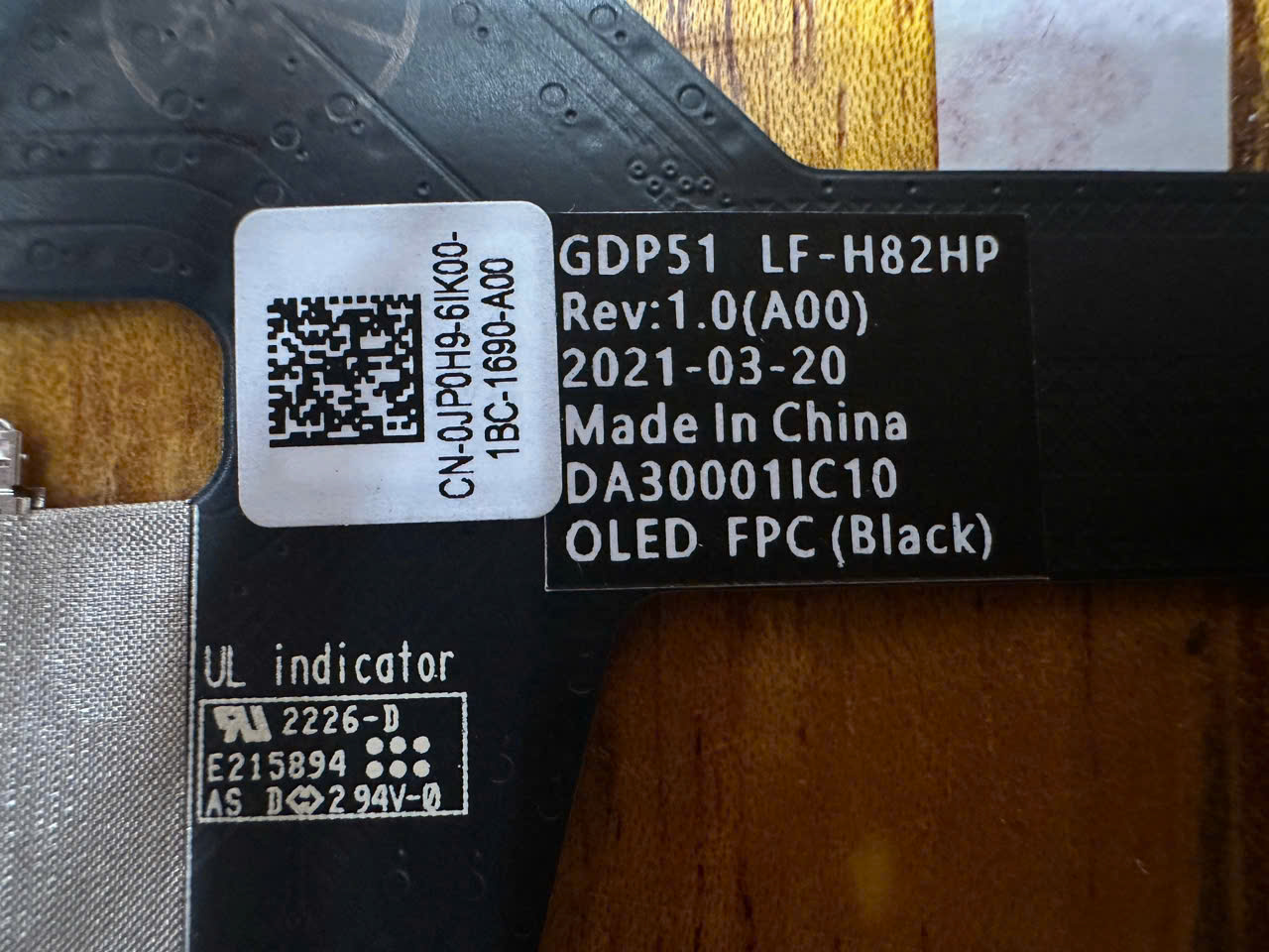 Cable Lcd Dell XPS 15 9510 OLED FPC GDP51 LF-H82HP 0JP0H9 OLED